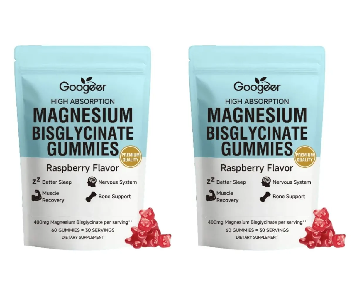 Magnesium Bisglycinate Gummies 400mg High Absorption for Sleep Muscle Recovery & Bone Support with D3 & Zinc Raspberry 60 Ct — image 9