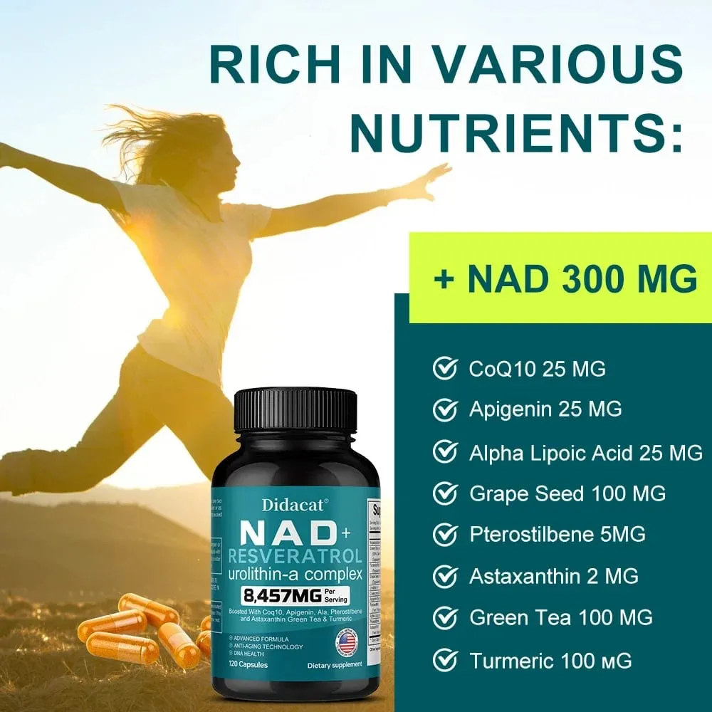 NAD+ Resveratrol - Supports Cell Health Brightens Skin Improves Energy and Vitality Antioxidant and Promote Metabolism — image 6