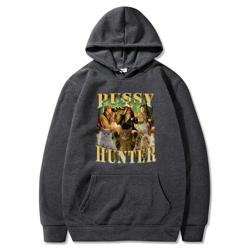 Pussy Hunter Funny Meme Cat Hoodies Men Women Casual Clothing Fashion Vintage Long Sleeve Oversized Style Streetwear Funny Wears — image 11
