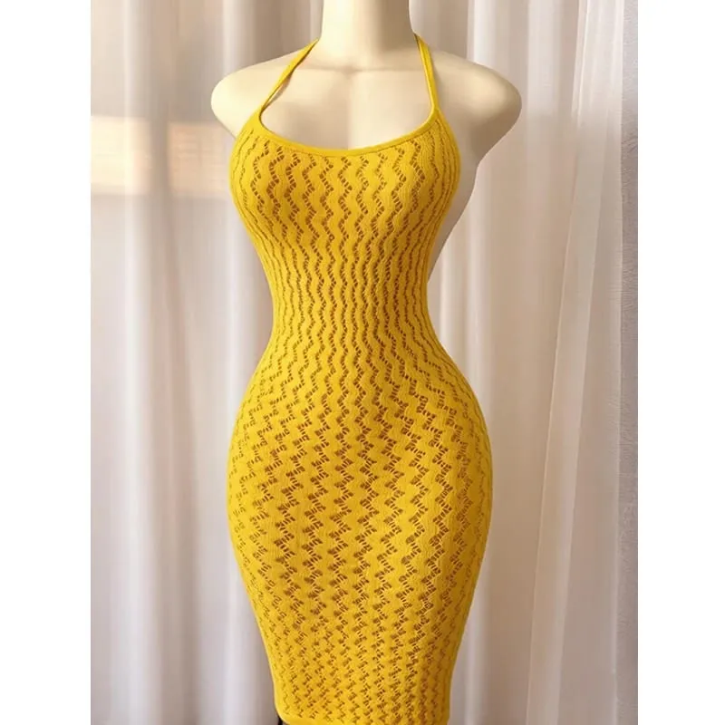 Mesh Beach Cover Up Dress Women hollow Out Sheer Fishnet Bodycon Dress Sexy Music Festival Rave Outfit Swimwear Coverups — image 11