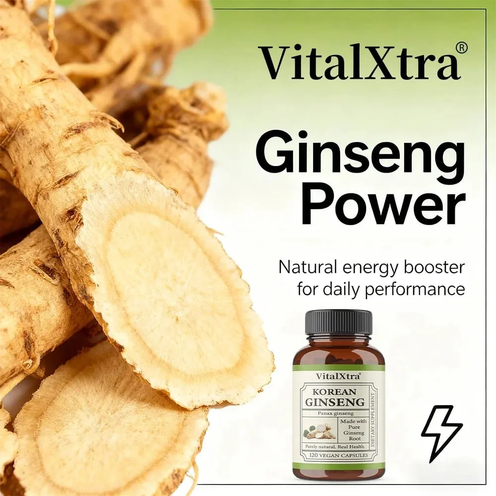 1000mg Korean Ginseng Supplement - High Potency for Energy Focus Performance Vitality & Immune Support for Men and Women — image 5