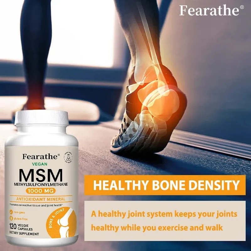 Fearathe méthylsulfonylméthane (MSM) 1000 Mg antioxydant favorise la santé des articulations absorption équilibrée du calcium sans OGM sans gluten — image 3