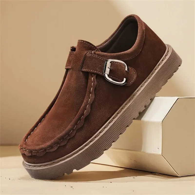 Men's Beige Suede Casual Loafers in Large Sizes Comfortable Thick Soled Non Slip Walking Shoes Fashionable and Trendy Shoes 2025