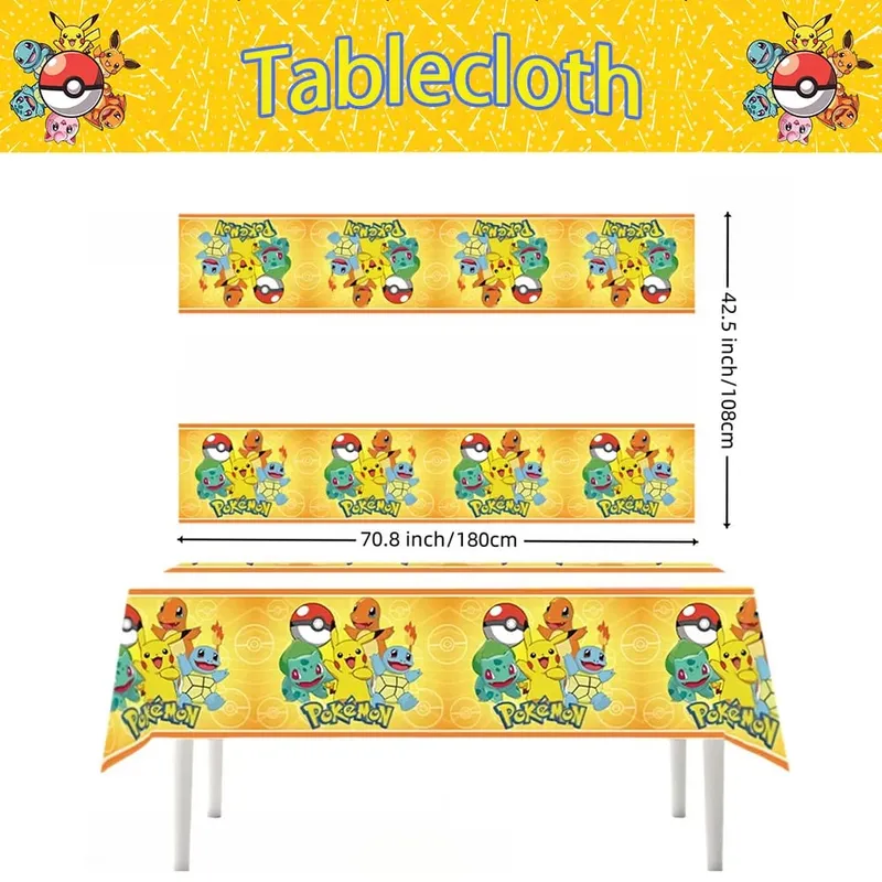 Nappe Pokemon jetable, décoration d'anniversaire, couverture de table Pikachu, cadeaux d'anniversaire pour enfants, fournitures de réception-cadeau pour bébé, 1/10 pièces — image 8