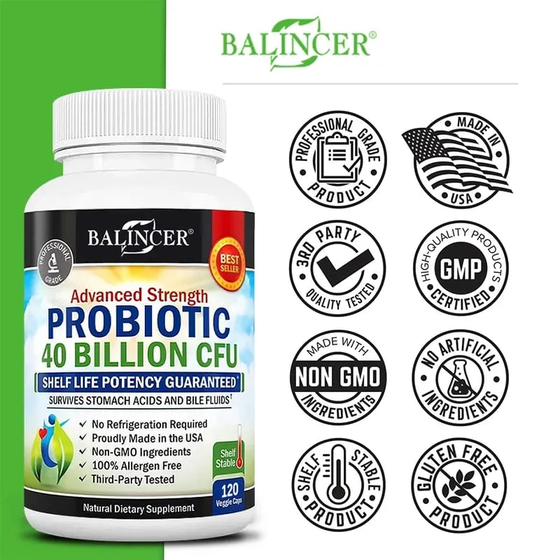 Probiotic Capsules 40 Billion CFU Gut Nutritional Supplement Supports Balanced Intestinal Flora & Digestive Comfort for Adults — image 1