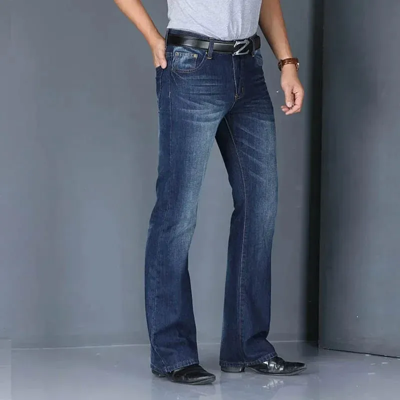 Denim Flared Jeans Men Boot Cut Denim Pants Comfortable Slightly Slim Classic Loose Casual Blue Black Trousers For Male Bootcut — image 2