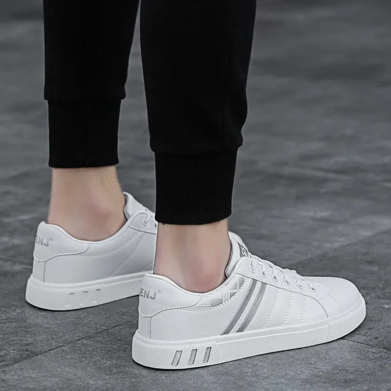 Men's Low-Top Lace-Up Sports Shoes Breathable Synthetic Material with Comfortable Fabric Lining Anti-Slip PVC Sole Striped Design Suitable for Casual and Outdoor Wear Daily Sneakers | Minimalist Style — image 8