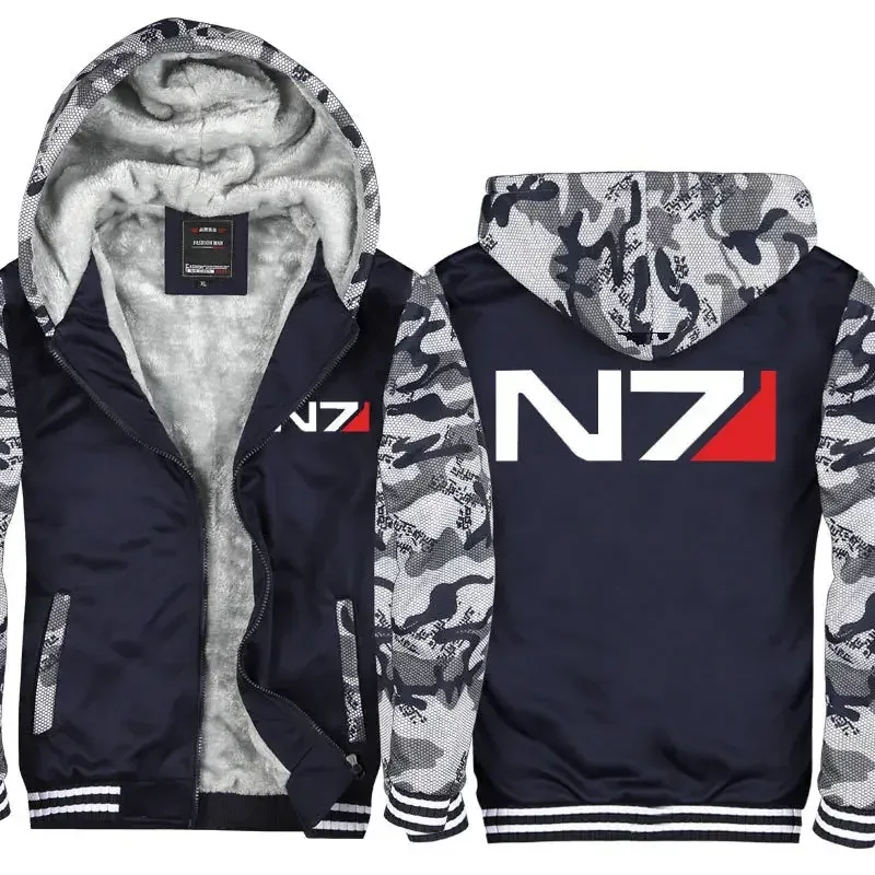 Effect N7 Hoodies Jacket Zipper Thickened Fleece Men's Winter Casual Fashion Men Women Anime Game Unisex N7 hoodie sweatshirt — image 3