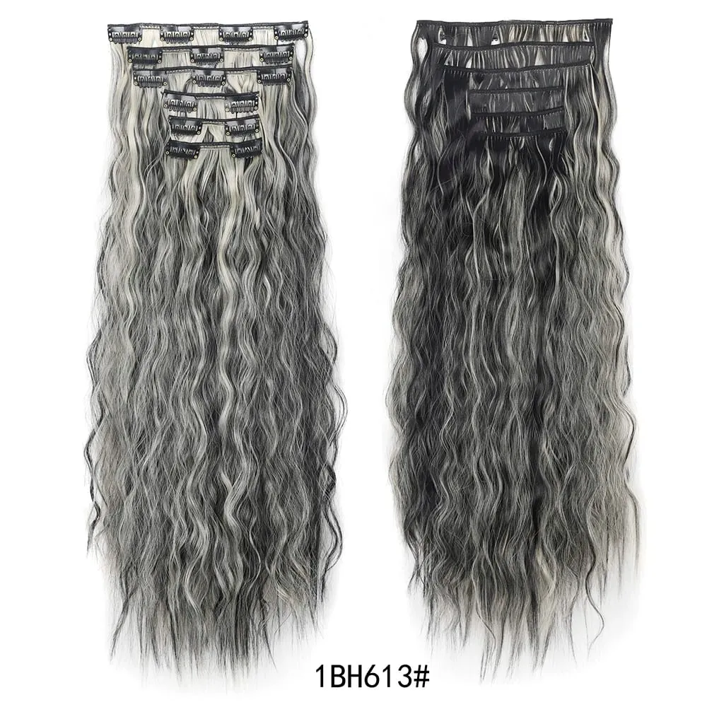 Corn Hair Extensions 6Pcs 20 Inch Clip In Hair Extensions Curly Clip Ins Hair Extension Invisible Natural Hairpieces For Women — image 8