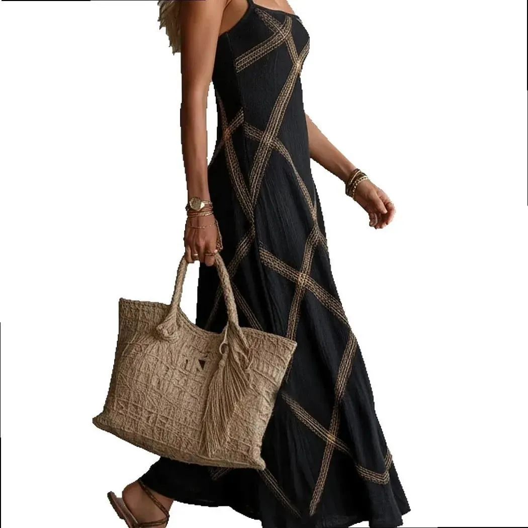 Printed Striped Solid Color Sleeveless Dress Casual Summer Dresses Spring Outfit — image 5