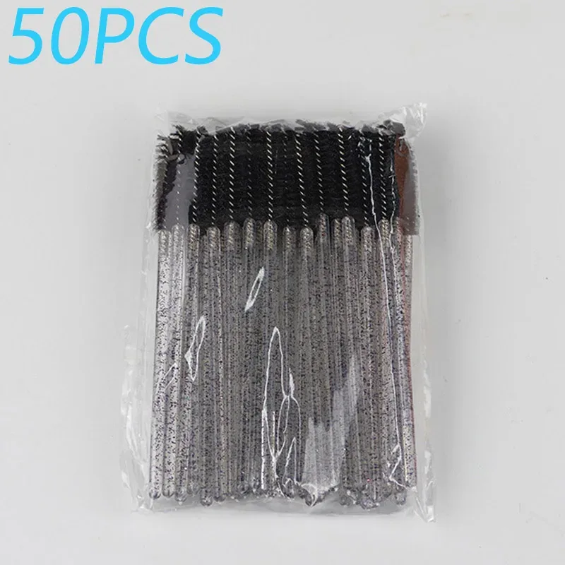50pcs Crystal Rod Disposable Eyelash Brushes Eyelash Comb Eyebrow Comb Eyelash Curl Spiral Multi purpose Portable Makeup Brush — image 9