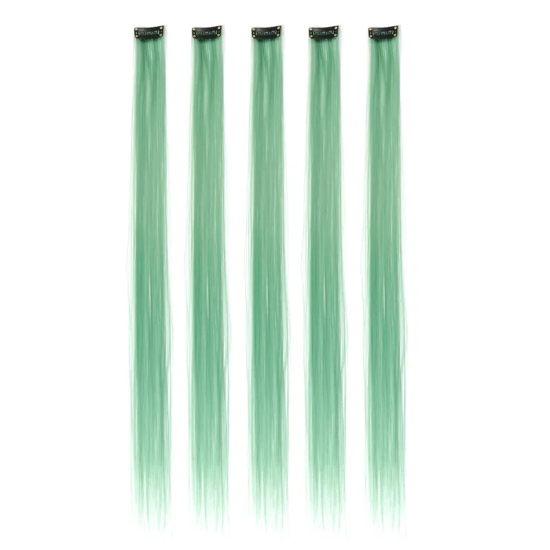 5pcs/set Colorful Clip In Synthetic Hair Extension Rainbow Long Straight Hairpieces For Women Girl Kids Y2K Style Daily Party — image 13