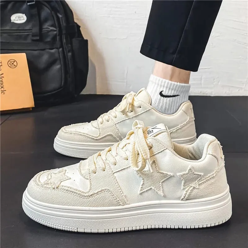 Men's Shoes New Fashion Breathable Non-slip Wear-resistant Outdoor Casual Comfortable Beige Star Casual Sneakers — image 4