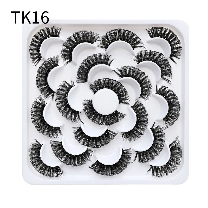 10 párů Russian DD Curl Bulk Fluffy Strip Lashes Přírodní měkké umělé řasy Opakovaně použitelné ručně vyrobené řasy pro každodenní a párty — image 17