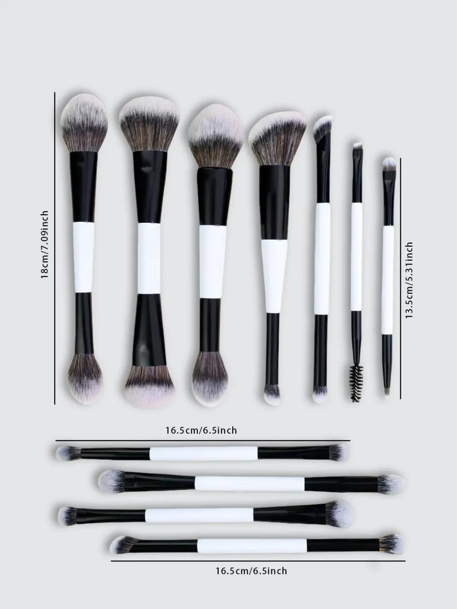 11-piece double-ended makeup brush set multifunctional makeup brushes blush brush foundation brush powder brush highlighter brush eye brush eyeshadow brush nose shadow brush concealer brush blush brush portable makeup brush set gift for g — image 3