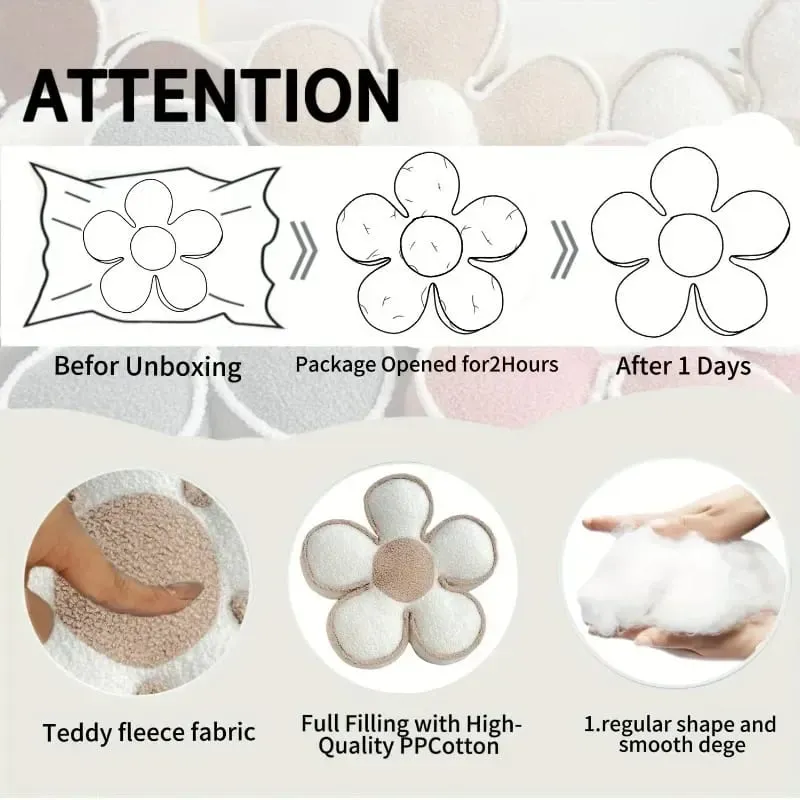 PP Cotton Filled Sunflower Pillow Flower Petal Shape Sofa Cushion Headrest Backrest Pad Living Room Bedroom Bay Window Decor — image 5