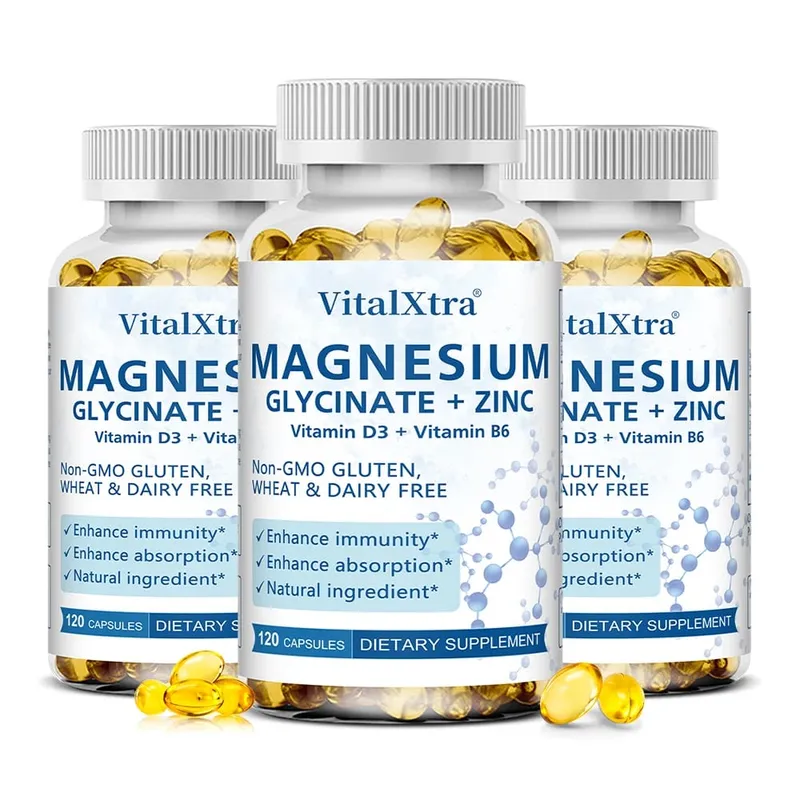 Magnesium Glycinate + Zinc Supplement - Supports Bones Immune System Heart Health Mineral Supplement Helps with Natural Sleep — image 11