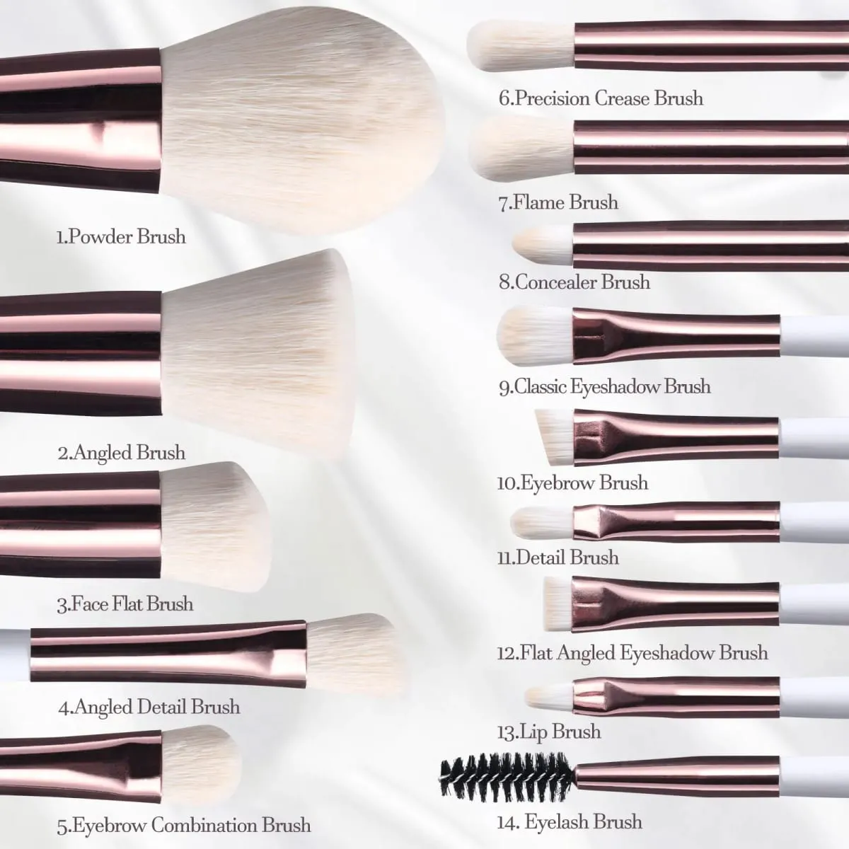 14 PCS Makeup Brush Set With Illuminated Mirror Portable Short Handle LED Light USB Rechargeable Makeup Brushes Kit — image 3