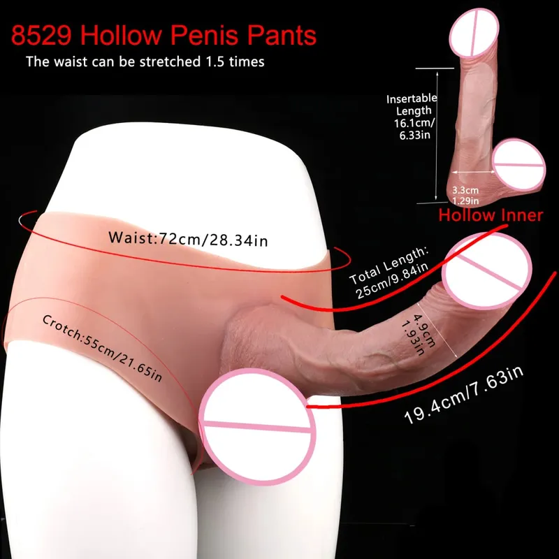 9.65‘’ Large Penis Sleeve насадка на член Pants 18+ Men Sex Toy Wearable Soft Realistic Hollow Dildo Panties Adult Supplies — image 8