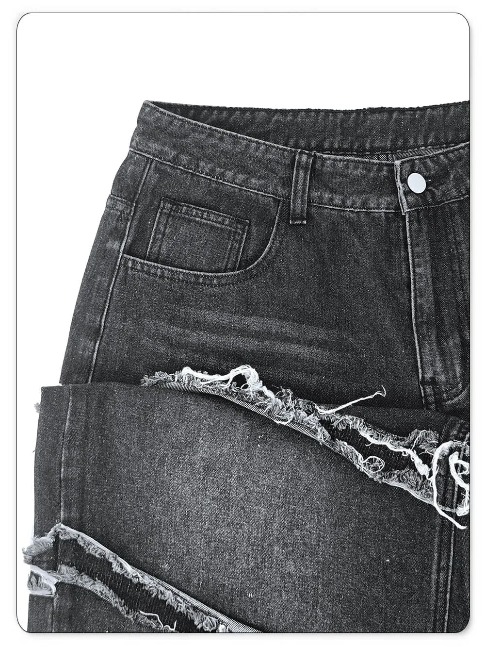 Men's Gothic Baggy Jeans Raw Frayed Edge Deconstructed Patchwork Wide Leg Denim Pants Y2K Punk Streetwear Trousers — image 8