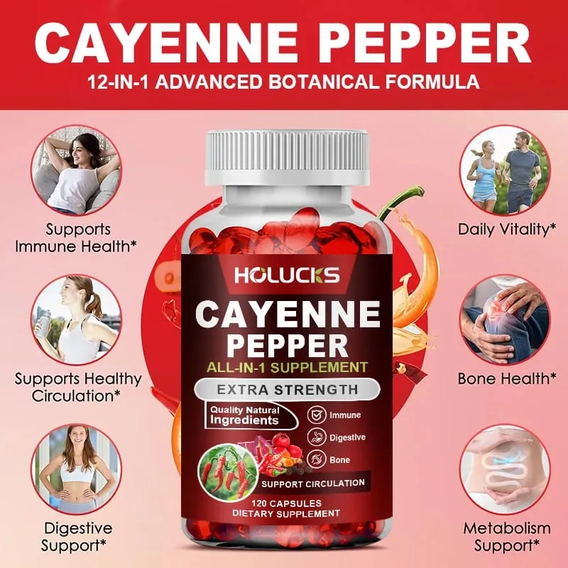 Cápsulas avançadas de pimenta caiena com vitamina D3 e K2 apoiam a circulação, saúde imunológica e conforto digestivo