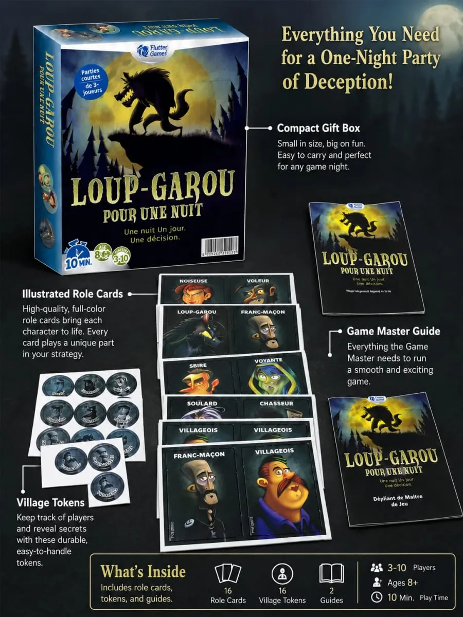 French Language Werewolf Party Card Game Social Deduction Board Game Classic Strategy Role Play Game for Family Friends — image 3