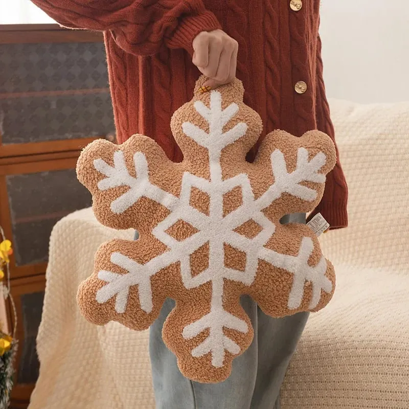 Christmas Day Plush Decor Pillow Stuffed Wreath Snowflake White Red Round Candy Soft Seat Cushion Party Prop Decor Gift — image 4