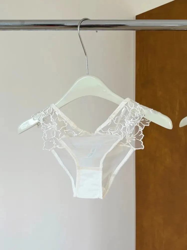 Francouzská krajka Bralette bezdrátová podprsenka s trojúhelníkovým košíčkem pro ženy Elegantní sada spodního prádla Tenká ramínka Malá náprsenka MOYISU — image 5