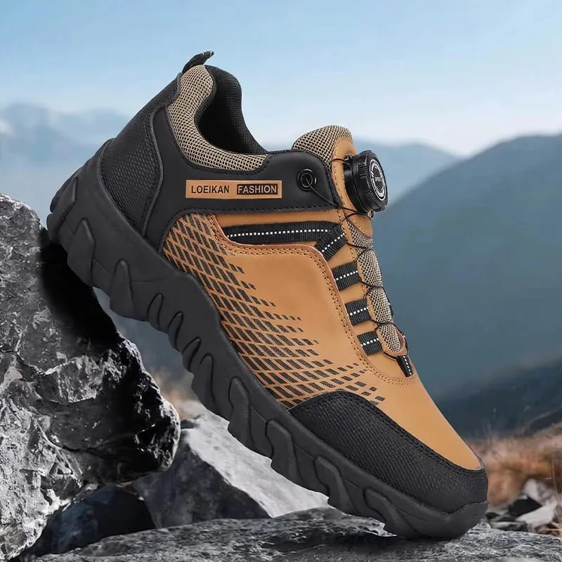 Men Fashion Casual Sneakers Rotary Buckle Design Patchwork Upper Thick Non‑slip Sole Daily Walking Shoes — image 3