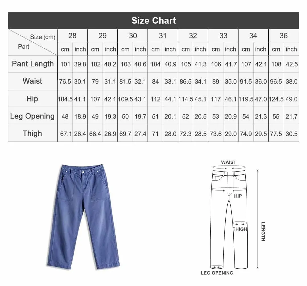 Maden Men's Vintage Denim Jeans Heavyweight Washed 305gsm Cotton Denim Loose Fit Workwear Casual Spring Blue Pants Baggy Style