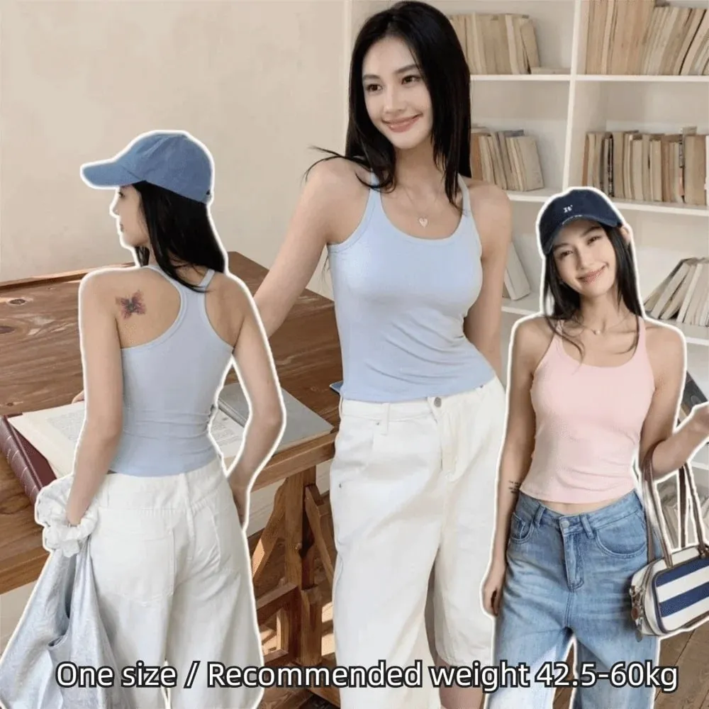 Wide Shoulder Straps Hollow Vest Comfortable H-Shaped Back Breast Small Camisole Slim Design Elastic Thin Tank Tops — image 6