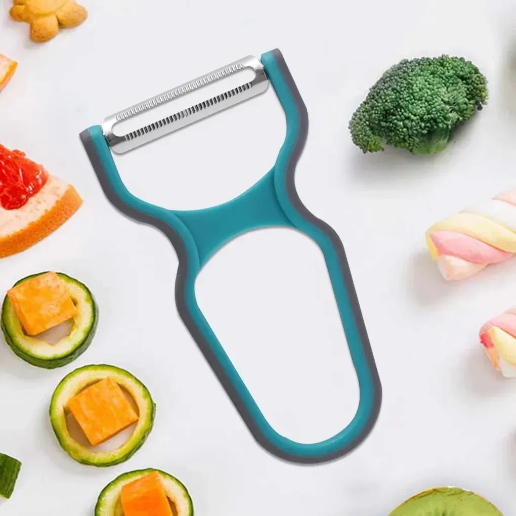 3Pcs Stainless Steel Multi-Function Potato Peeler Fruit Vegetable Chopper Mini Spud Slicer Grater Set Random Color Kitchen Tools — image 3
