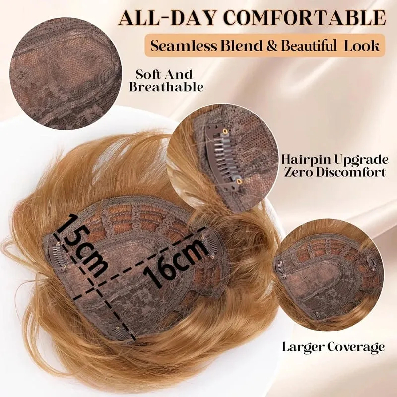 Synthetic Short Toppers Hair for Women Fluffy Covering Volume Hair Pieces With Bangs Fake Hairpiece for Thin Hair — image 4