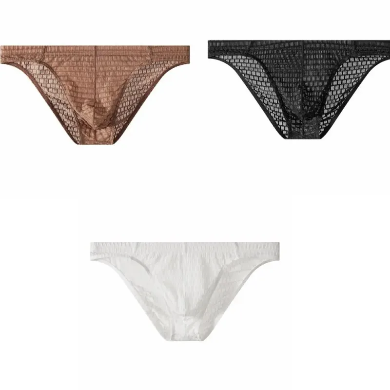 Breathable Low Waist Men's Briefs Transparent Ultra-thin Ice Silk Underwear Lingerie Mesh Panties Male Comfort Fit — image 16