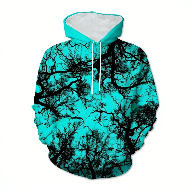 Multi Color 3d Printed Tree Hoodies Men Clothes Plants Pattern Sweatshirts Tops Outdoor Street Long Sleeve Pullover Hoodie