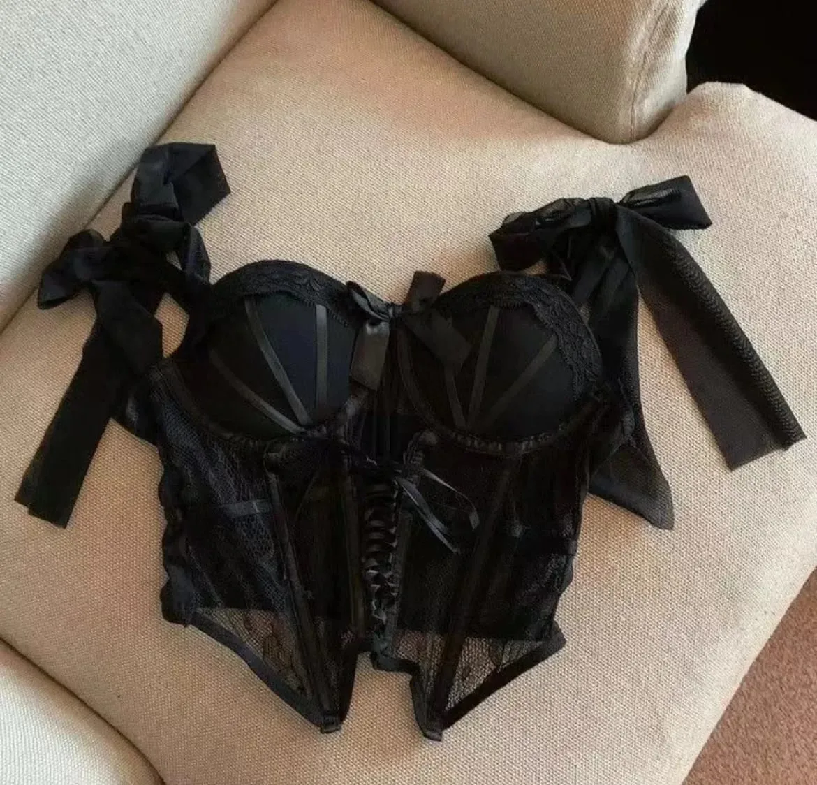 Lace Thin X Sexy Fishbone Bra Set with Small Chest Gathered and Anti Sagging Support Comfortable Soft Steel Ring Bra Set — image 3