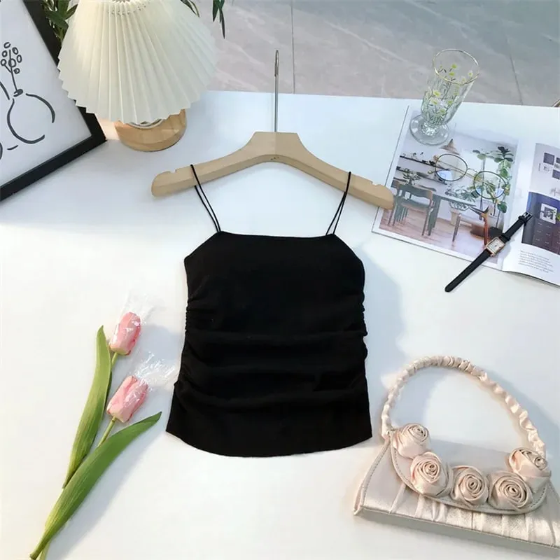 Soft Wool Padded Women's Cropped Crop Solid Sleeveless Basic Streetwear Corset Top Youthful Woman Clothes — image 7