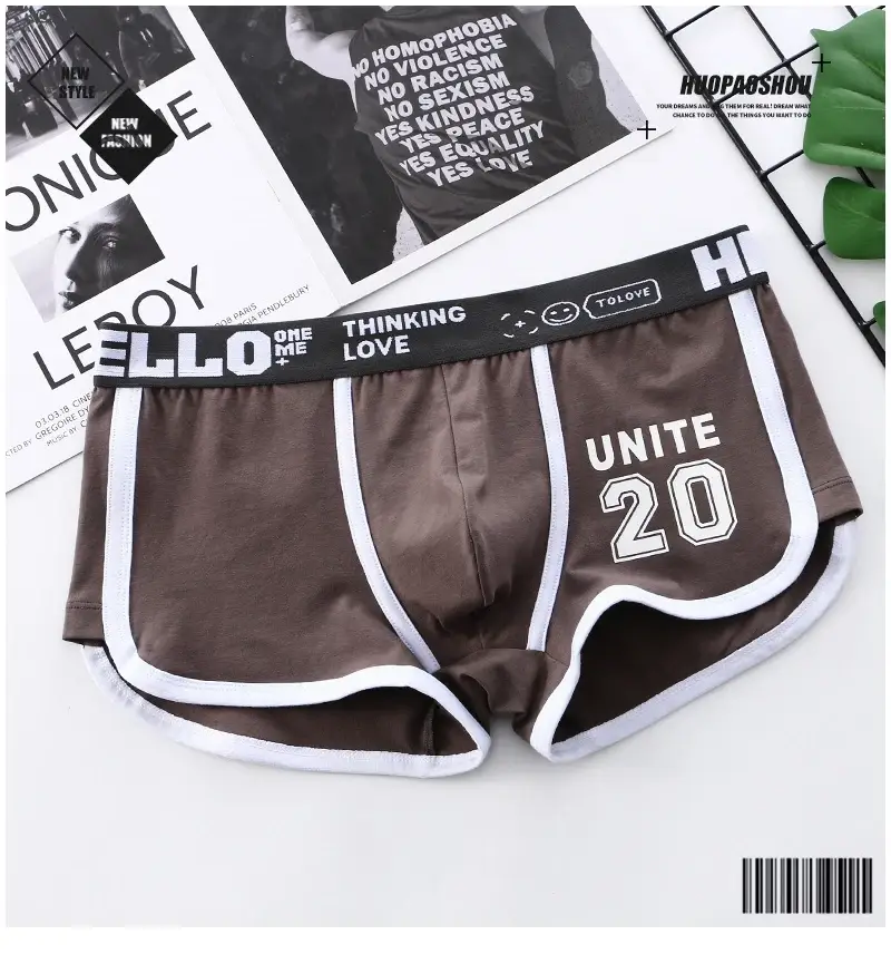 1/3pc Men Underwear Sports Boxer Shorts Cotton Oversized Solid Color Youth Fashion Sports Men's panties Comfortable Breathable — image 1