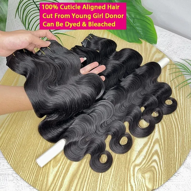 Body Wave Clip in Hair Extensions 100% Human Hair Double Weft Invisible PU Clip In Raw Virgin Hair Hair Full Head 7Pcs/Set