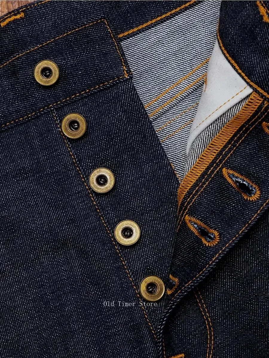 Red Tornado Retro Heavy 18oz Raw Selvedge Denim Pants Sanforized Button Fly High Waist Flap Pocket Carpenter Style Jeans — image 4