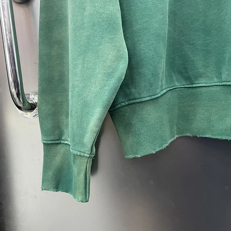 26FW Heavy Fabric Cotton Loose Rhinestone Rivet Satoshi Nakamoto Sweatshirts Men Women Vintage Charcoal Gray Green Pullovers — image 18