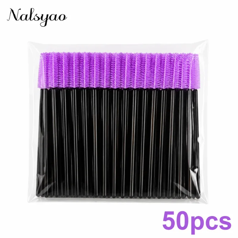 50 Pcs Disposable Silicone Mascara Stick Applicator Eyelash Extension Makeup Tools Eye Eyelashes Brushes Lash Makeup Brush