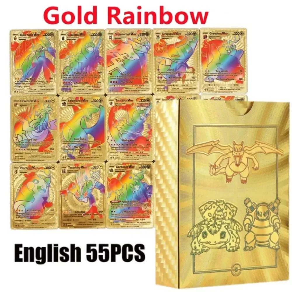 New 55pcs/box Pokemon Card Vmax GX EX Rainbow Gold Black Silver Mewtwo Rare Collection Battle Trainer Card Children Toys Gifts — image 2