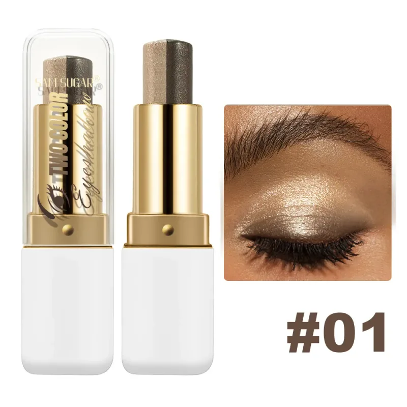 Long Lasting Two Tone Eyeshadow Stick Waterproof Smudgeproof Shimmer Highlighter Blendable Eye Contour Makeup Cosmetic — image 8