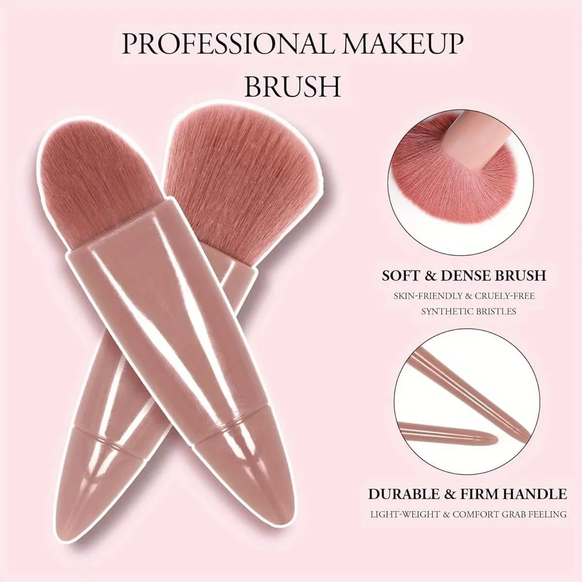Mini 5-Piece Portable Makeup Brush Set With Mirror - Makeup Brush Travel Set Eyeshadow Brush Tool — image 3