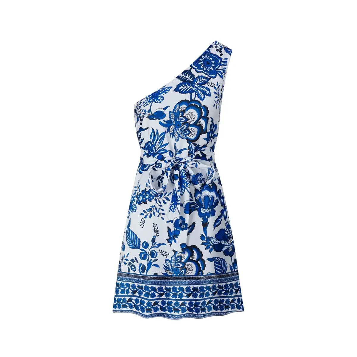 Dresses for Women New Summer Sleeveless Skew Collar A-LINE Women Dress Print Lace-up Dress Women Vestidos De Verano Mujer — image 5
