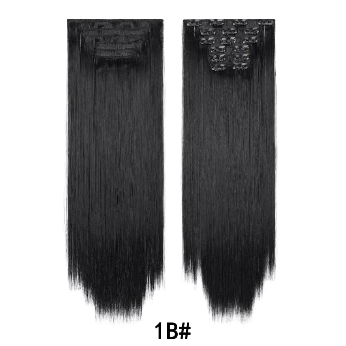 Jeedou Jeedou 6Pcs Clip In Straight Hair Extensions 60cm Long Synthetic Hair Pieces With 16 Clips Heat Resistant Hair For Women