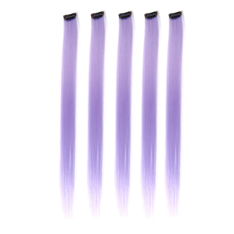 5pcs/set Colorful Clip In Synthetic Hair Extension Rainbow Long Straight Hairpieces For Women Girl Kids Y2K Style Daily Party — image 12