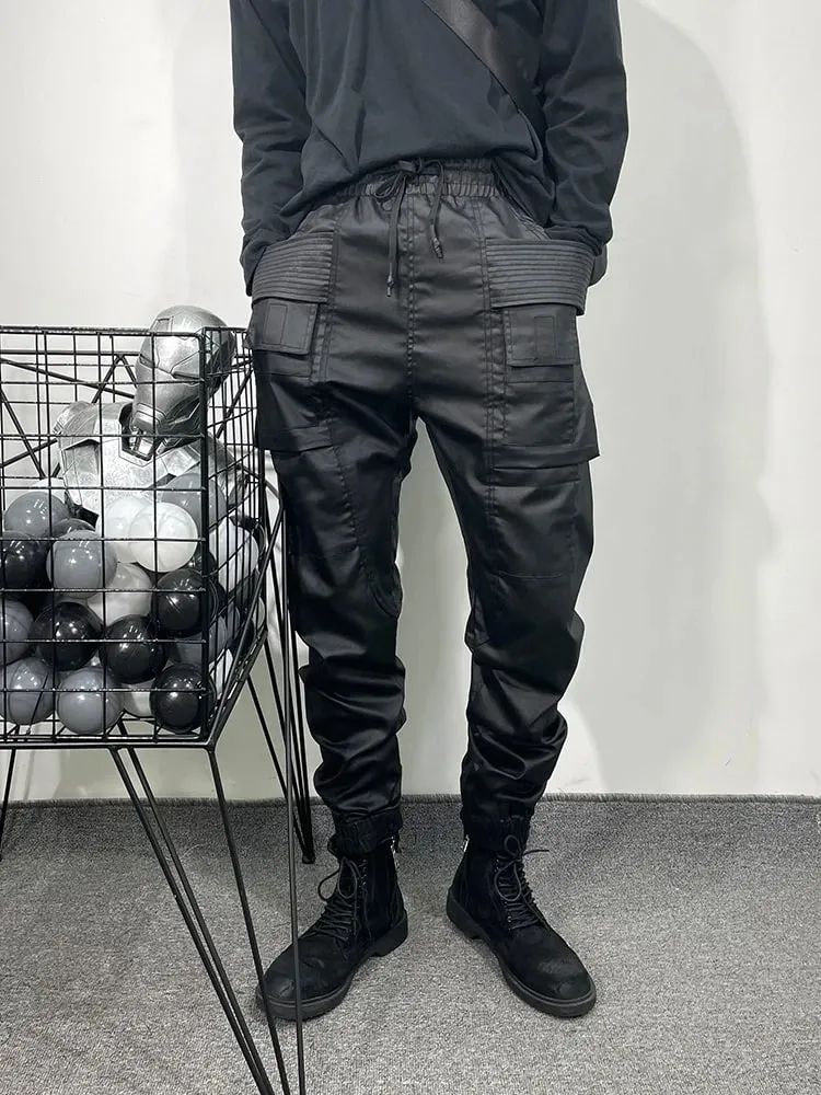 Men Casual Wax Denim Jeans Cotton Gothic Men's Clothing Coated Autumn Straight Solid Black Jeans Pants — image 4