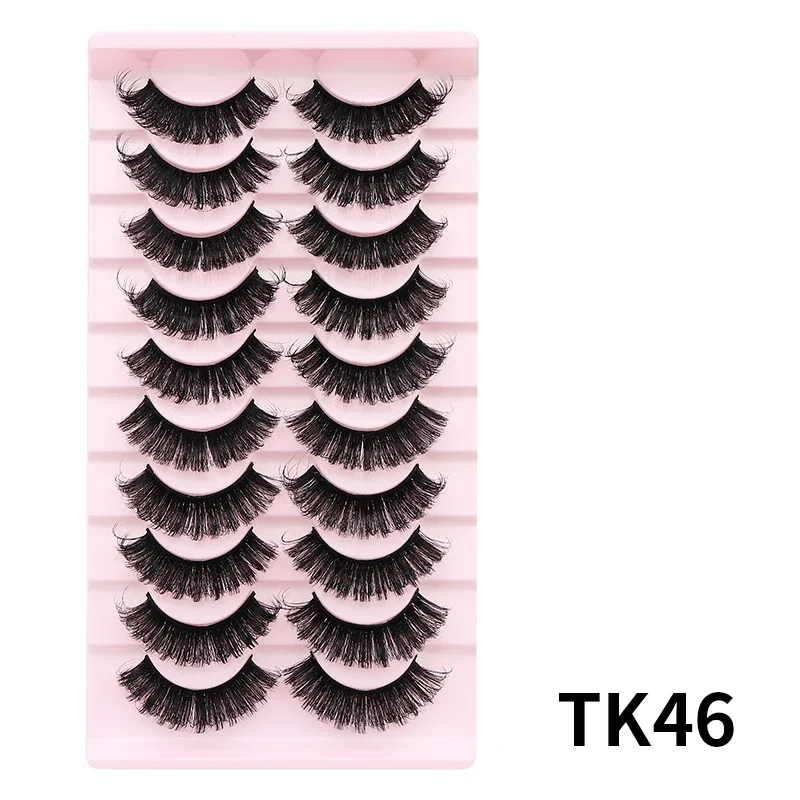 10 párů Russian DD Curl Bulk Fluffy Strip Lashes Přírodní měkké umělé řasy Opakovaně použitelné ručně vyrobené řasy pro každodenní a párty — image 29